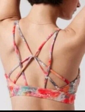 Athleta Solace Women's Sport Bra Colorful Race Back Size M